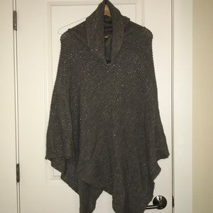 Shimmery gray knit poncho
